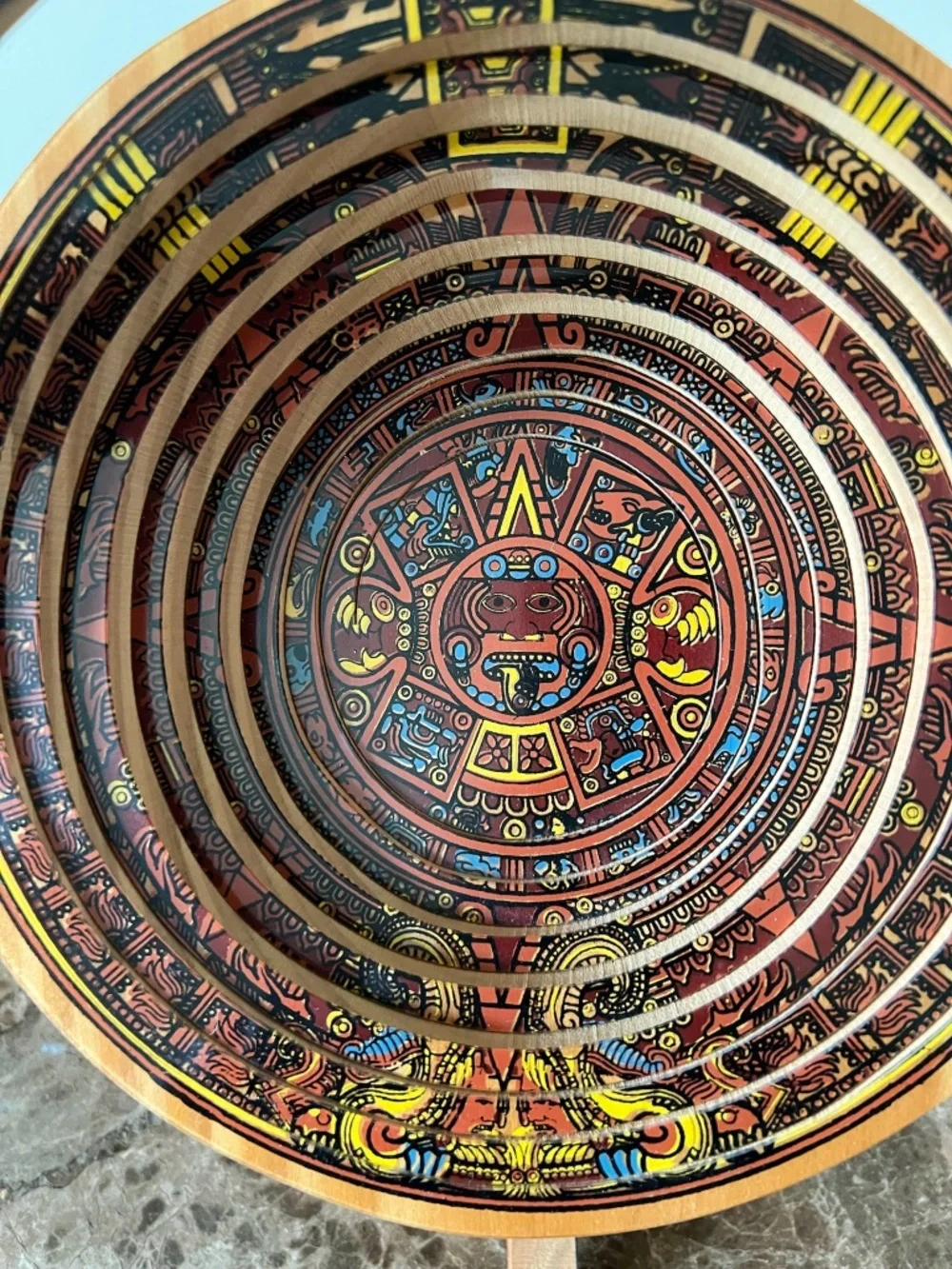 Equinoccio Aztec Solid Wood Collapsible Calendar Bowl